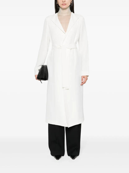Spread-Collar Belted Coat