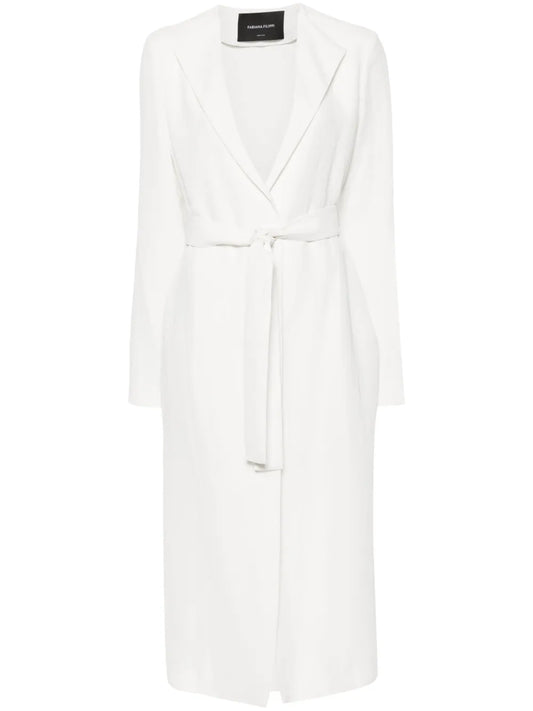 Spread-Collar Belted Coat