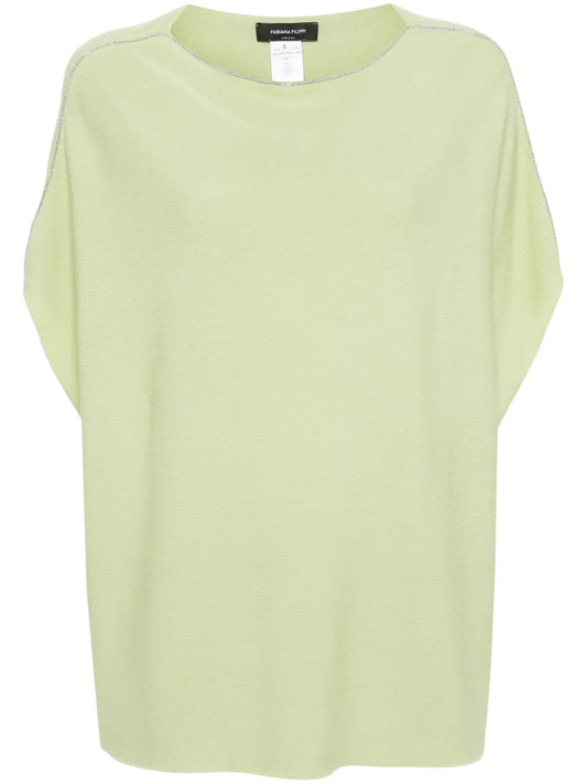 Beaded-Trim Sleeveless Sweater