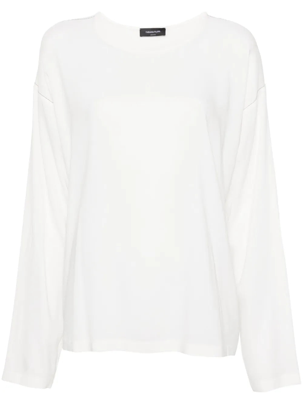 Beaded-Trim Crepe Blouse