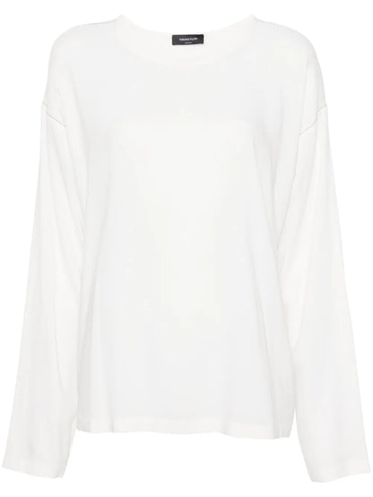 Beaded-Trim Crepe Blouse