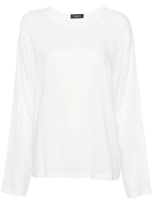 Beaded-Trim Crepe Blouse
