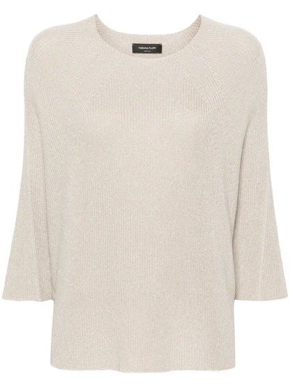 Metallic-Threading Batwing-Sleeves Jumper