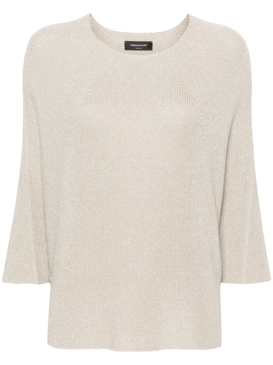 Metallic-Threading Batwing-Sleeves Jumper