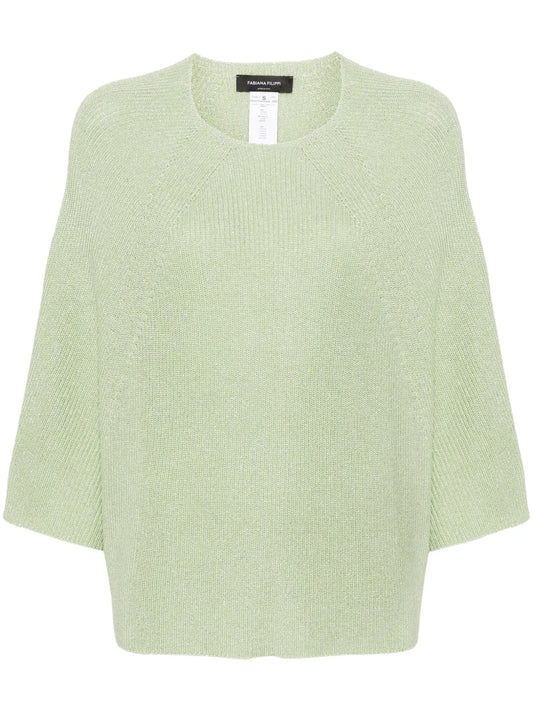 Metallic Half-Length Sleeves Jumper