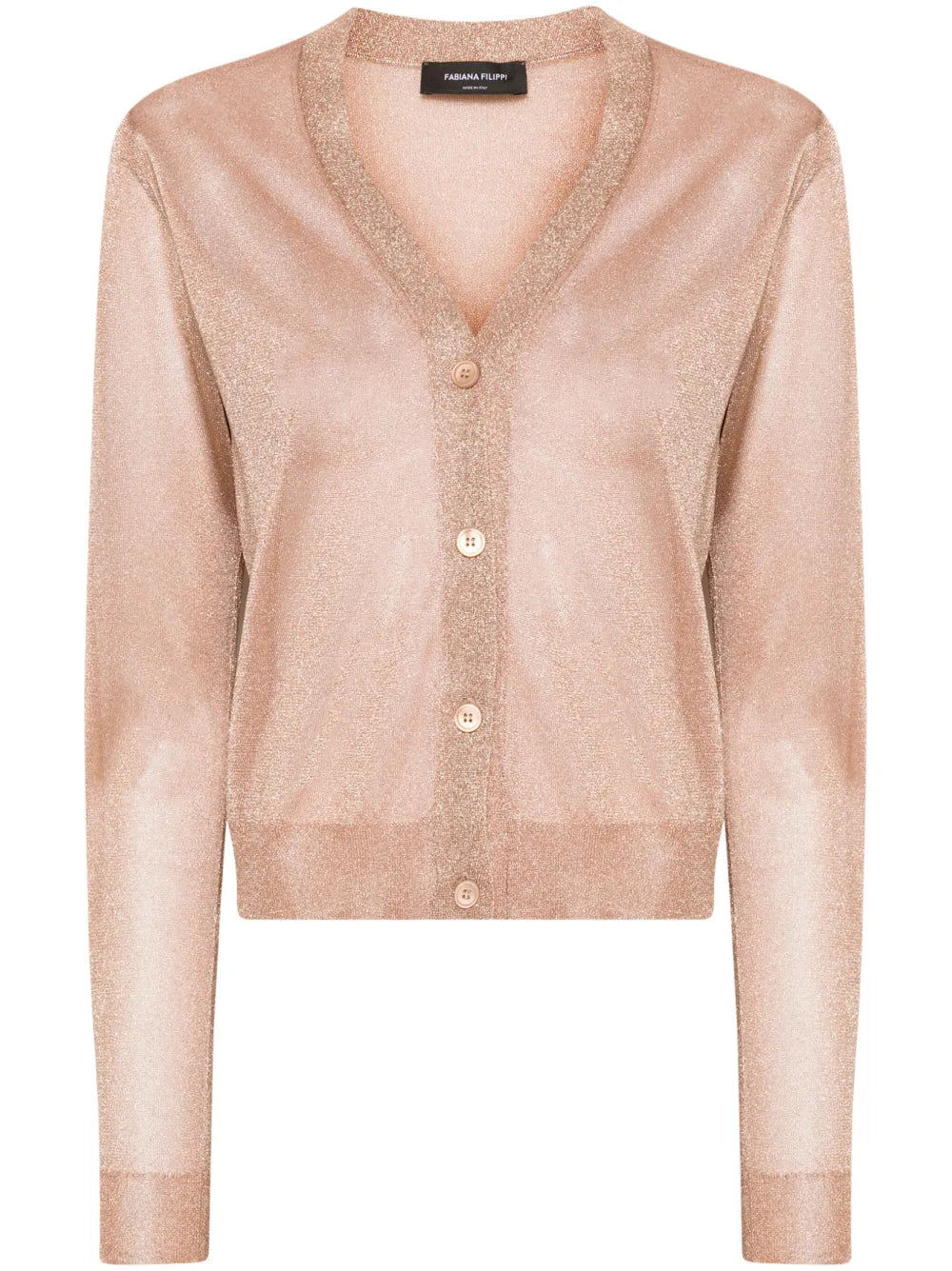 Metallic-Threading Semi-Sheer Cardigan