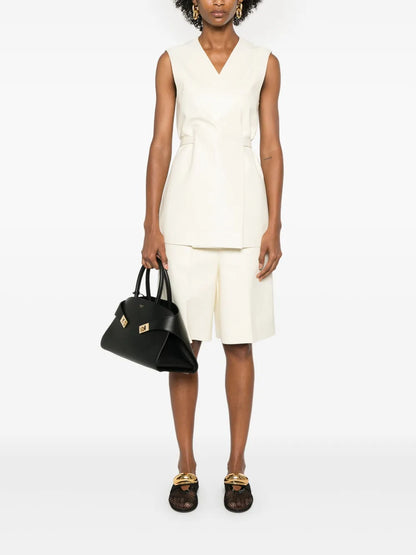 Wrap-Design Leather Vest