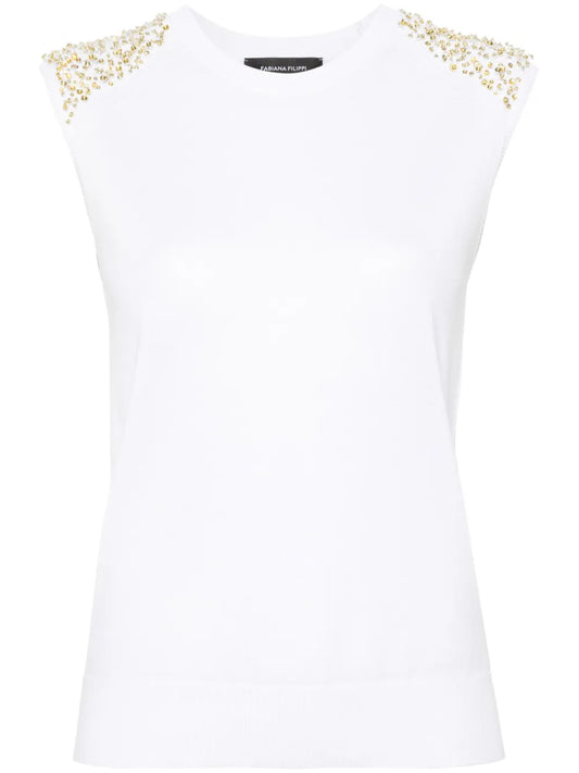 Sequin-Embellished Fine-Knit Top