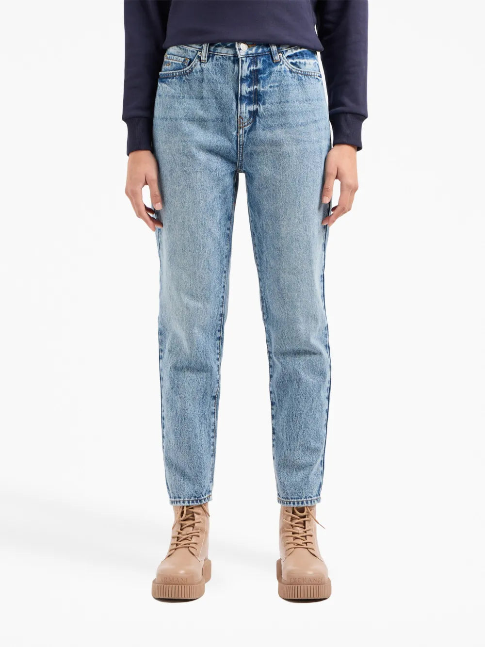 Logo-Appliqué Washed Tapered Jeans