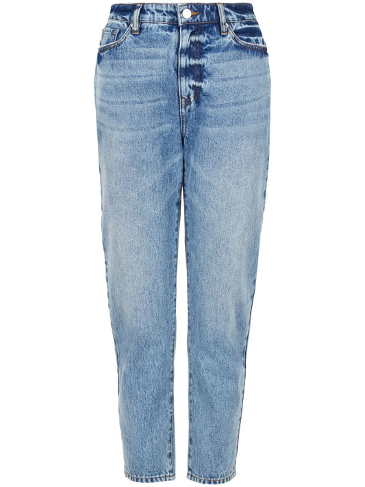 Logo-Appliqué Washed Tapered Jeans