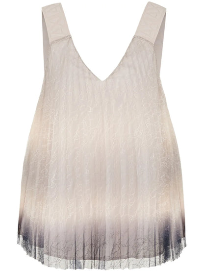 Gradient Lace Pleated Blouse