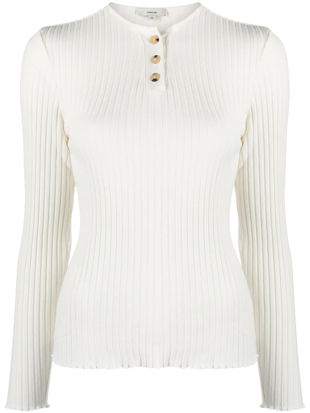 Henley-Neck Ribbed Jumper