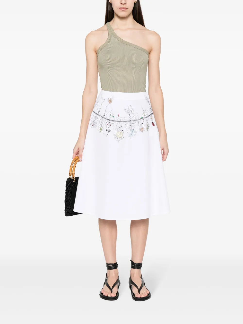 Bead-Embellished Cotton Skirt