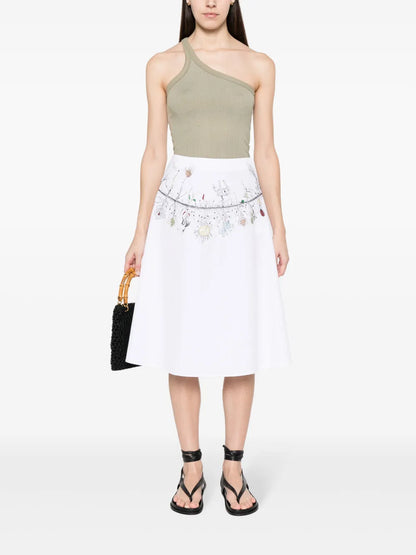 Bead-Embellished Cotton Skirt