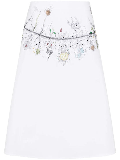 Bead-Embellished Cotton Skirt