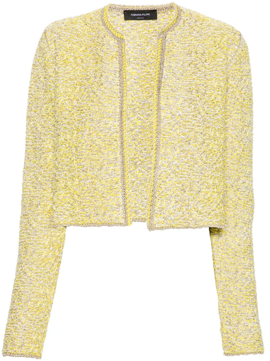 Marl-Knit Open-Front Cardigan