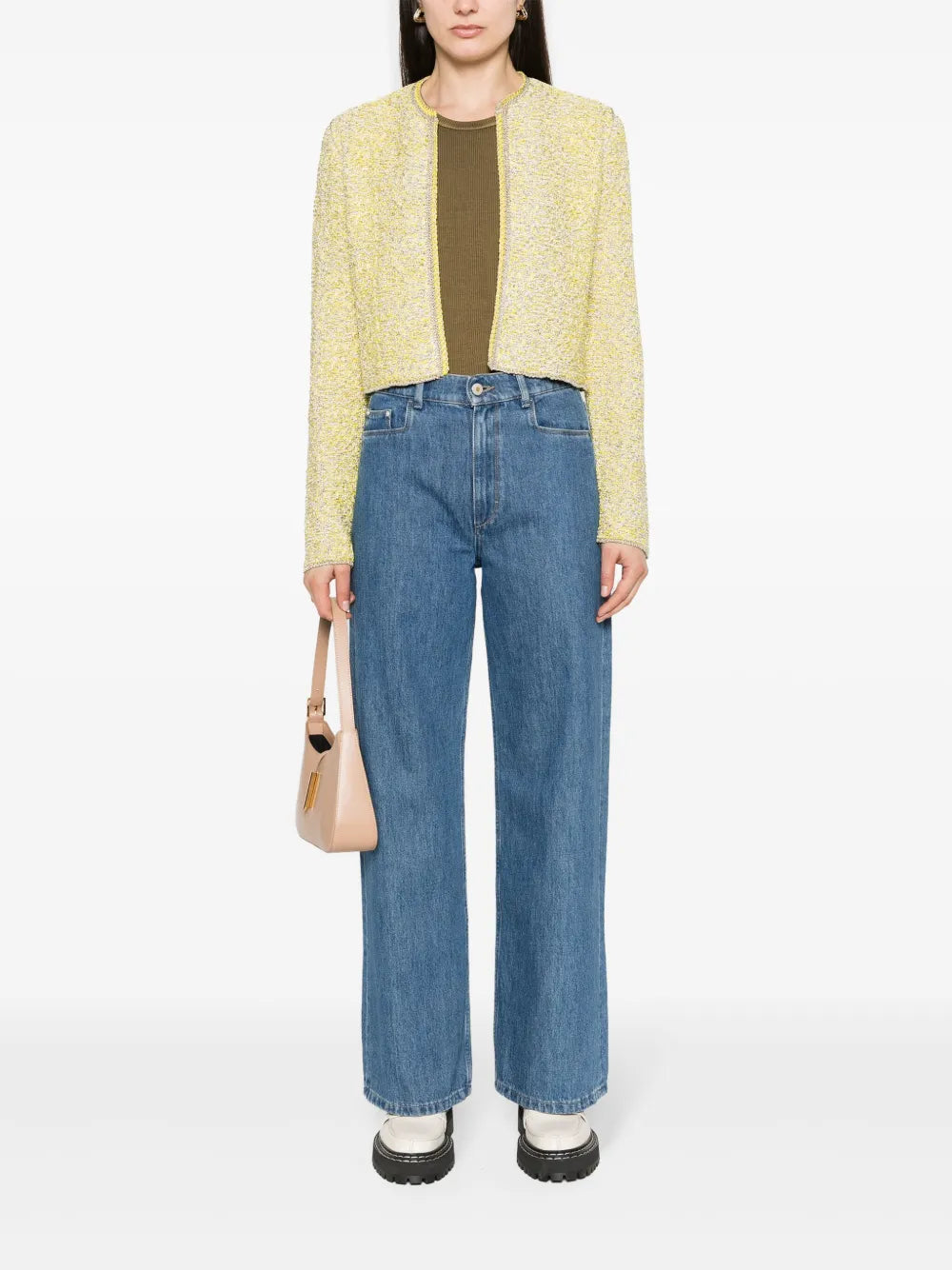 Marl-Knit Open-Front Cardigan