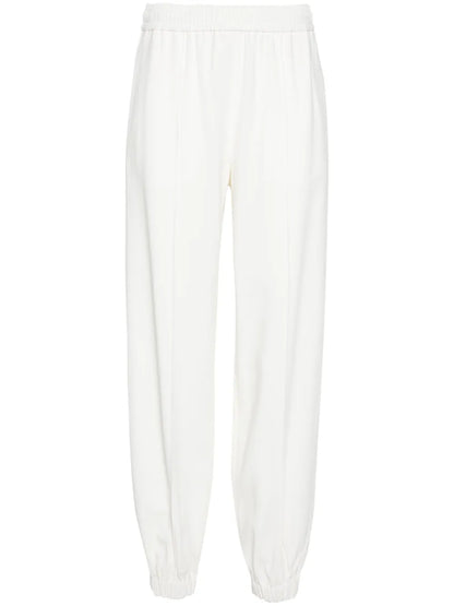 Elasticated-Waist Tapered-Leg Trousers