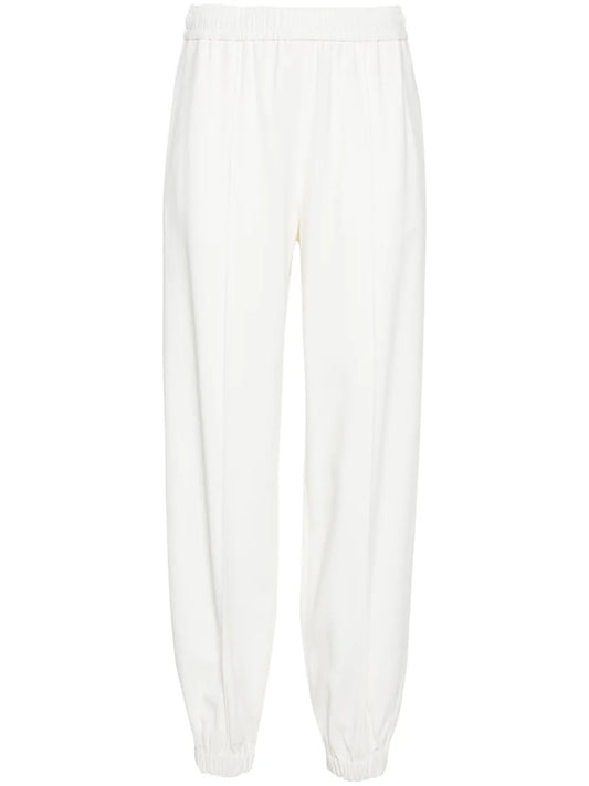 Elasticated-Waist Tapered-Leg Trousers