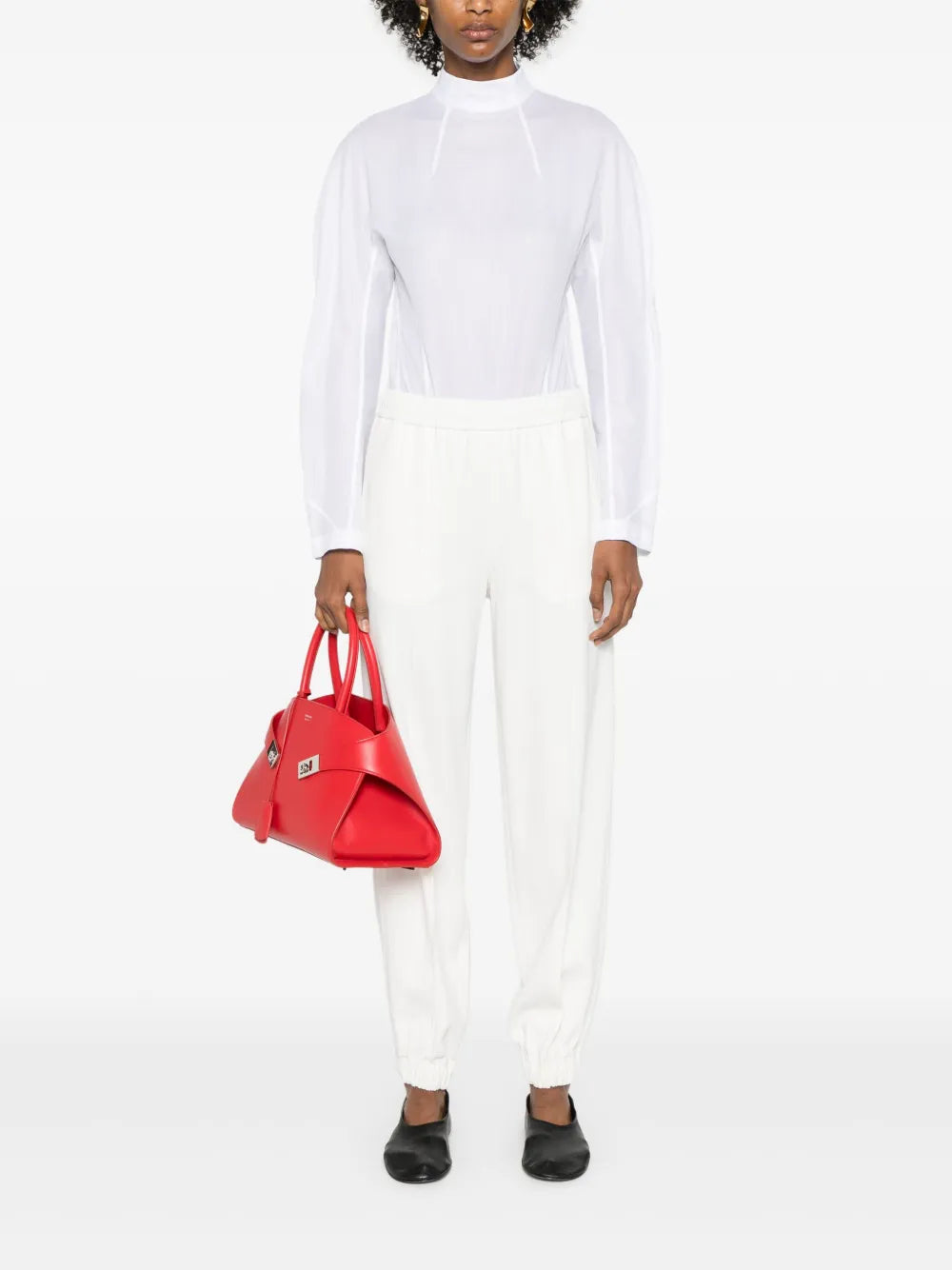 Elasticated-Waist Tapered-Leg Trousers