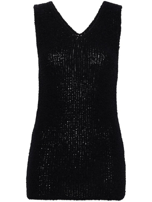 V-Neck Bouclé Tank Top