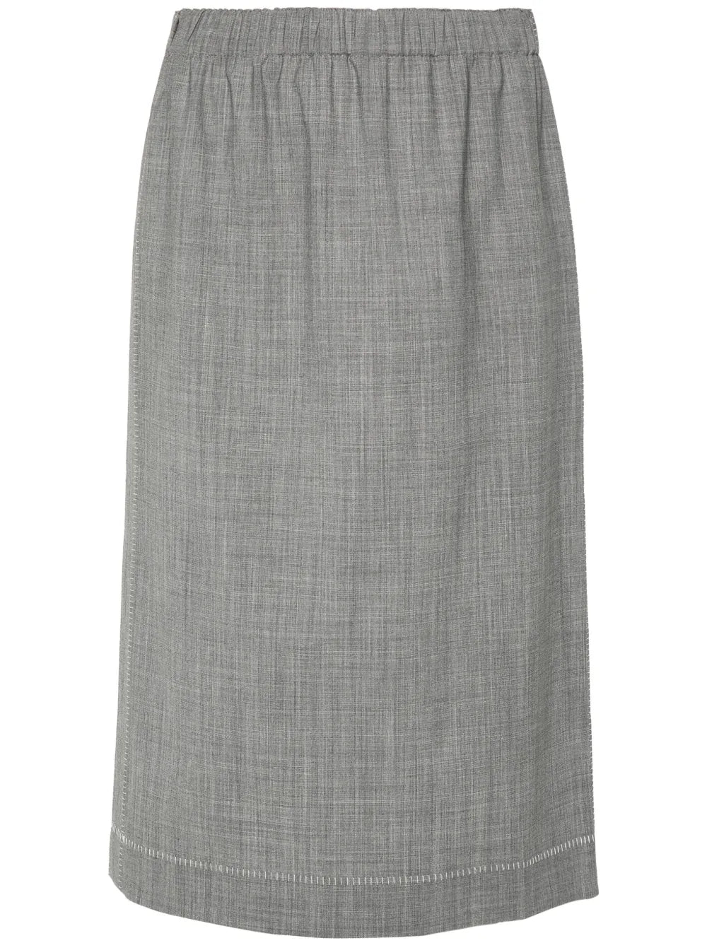Decorative-Stitching Chambray Skirt