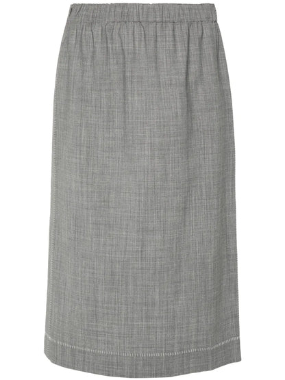 Decorative-Stitching Chambray Skirt