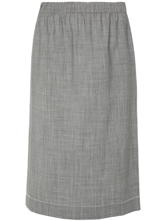 Decorative-Stitching Chambray Skirt