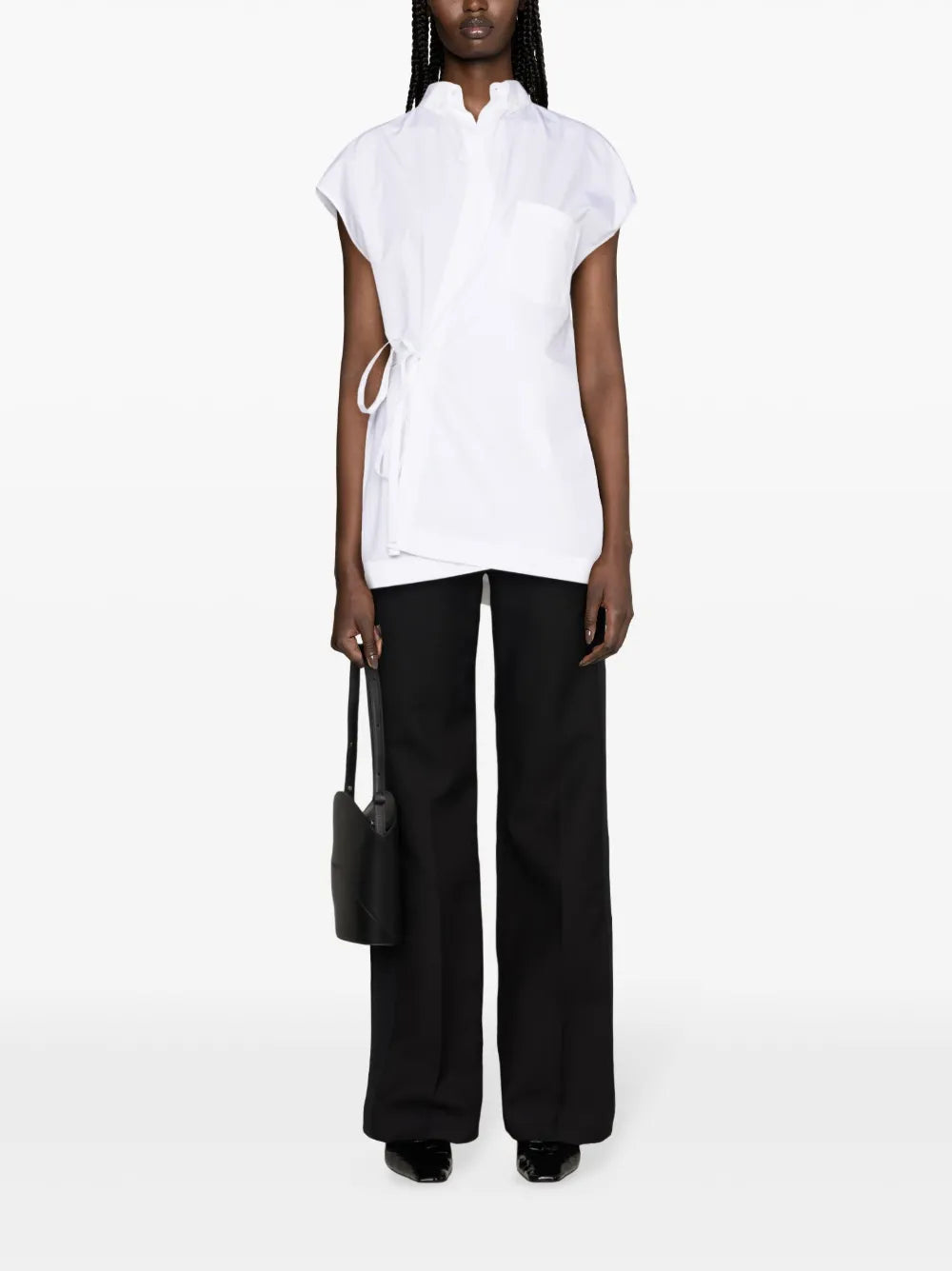 Tie-Fastening Cotton Shirt