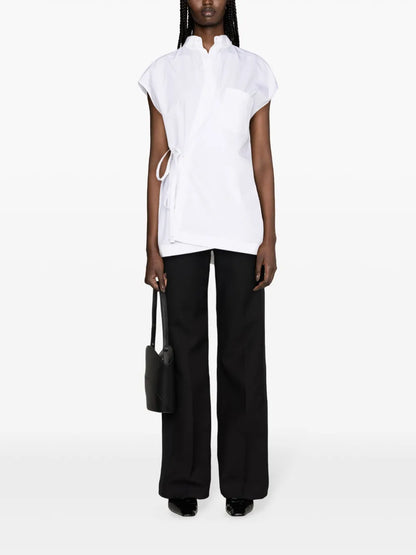 Tie-Fastening Cotton Shirt