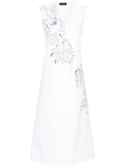 Embroidered Cotton Wrap Dress