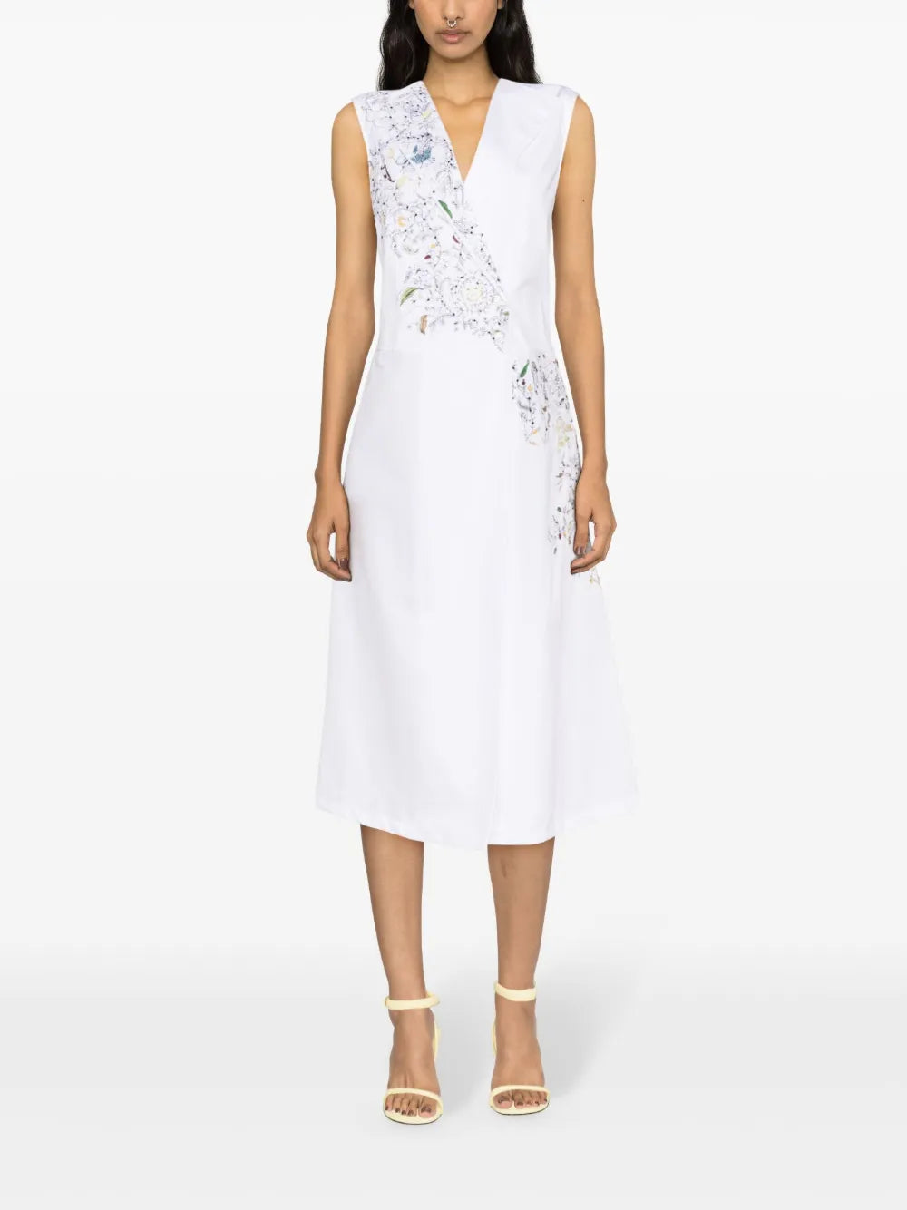 Embroidered Cotton Wrap Dress