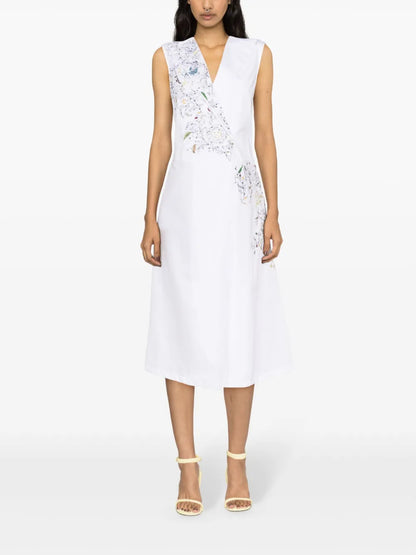Embroidered Cotton Wrap Dress