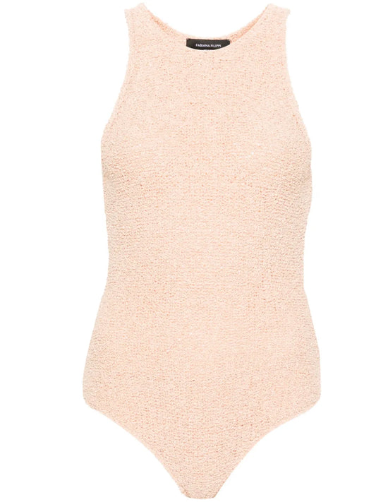 Halterneck Bouclé-Knit Bodysuit