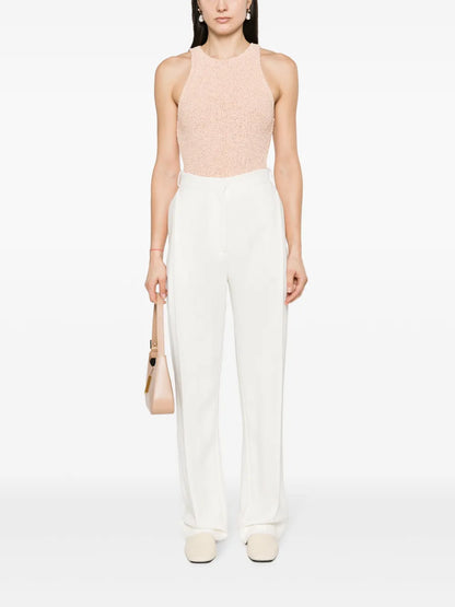 Halterneck Bouclé-Knit Bodysuit