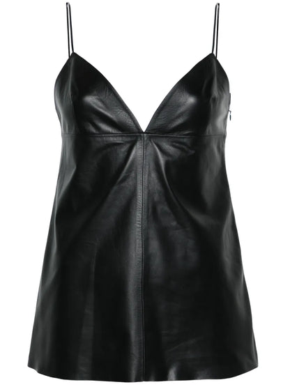 Panelled Leather Tank Top