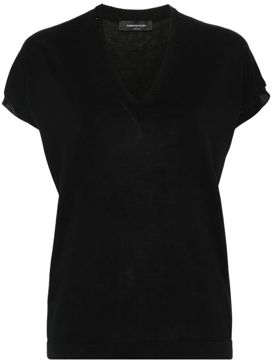 Sequin-Embellished Knitted Top