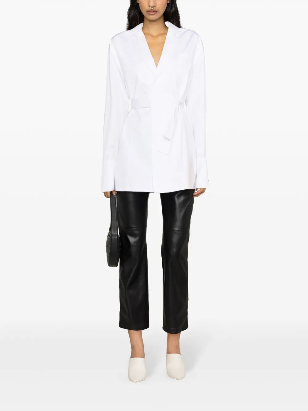 Wrap-Design Cotton Shirt Jacket