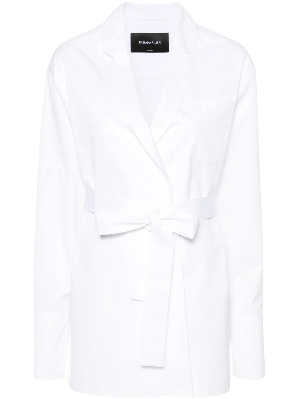 Wrap-Design Cotton Shirt Jacket