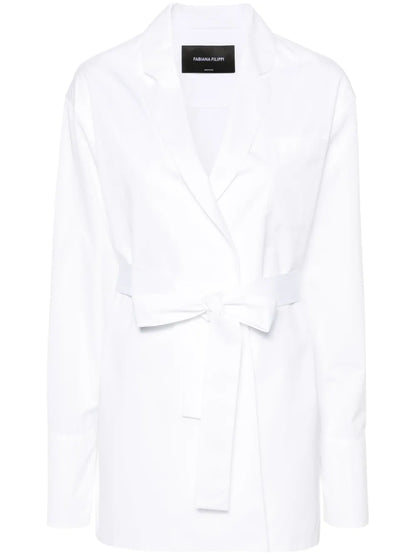 Wrap-Design Cotton Shirt Jacket