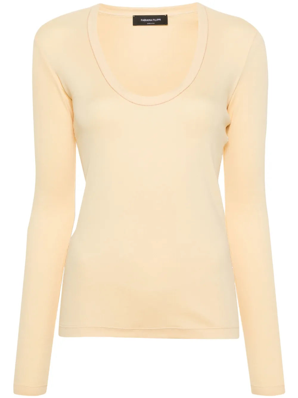 Beaded-Trim Ribbed T-Shirt