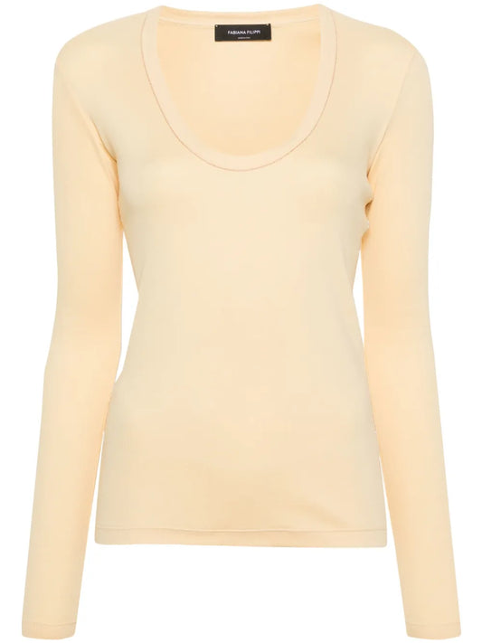 Beaded-Trim Ribbed T-Shirt