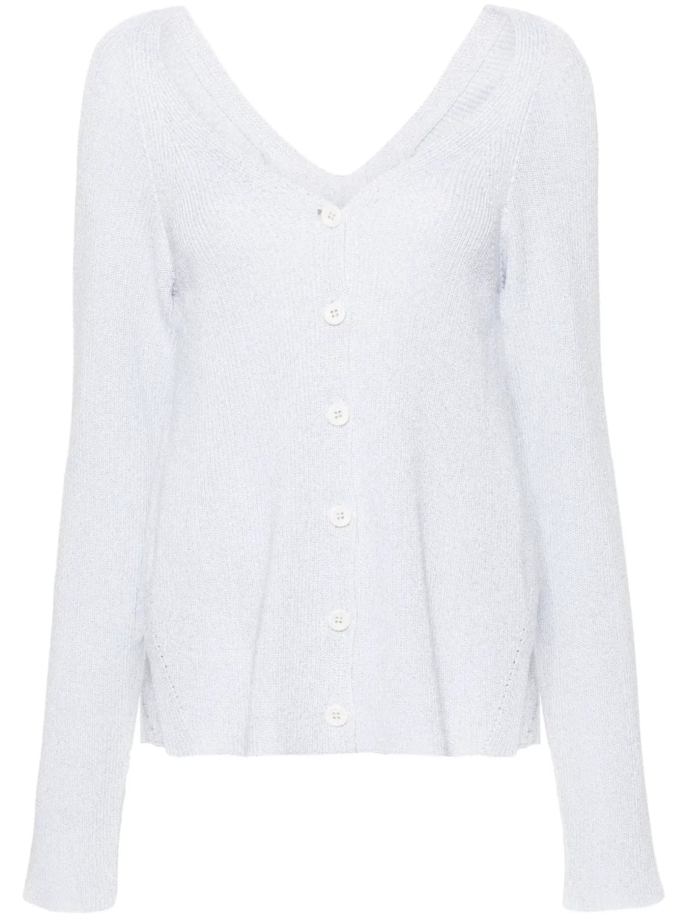 Lurex-Detailed Ribbed-Knit Cardigan