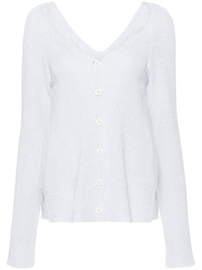 Lurex-Detailed Ribbed-Knit Cardigan