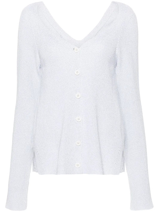 Lurex-Detailed Ribbed-Knit Cardigan