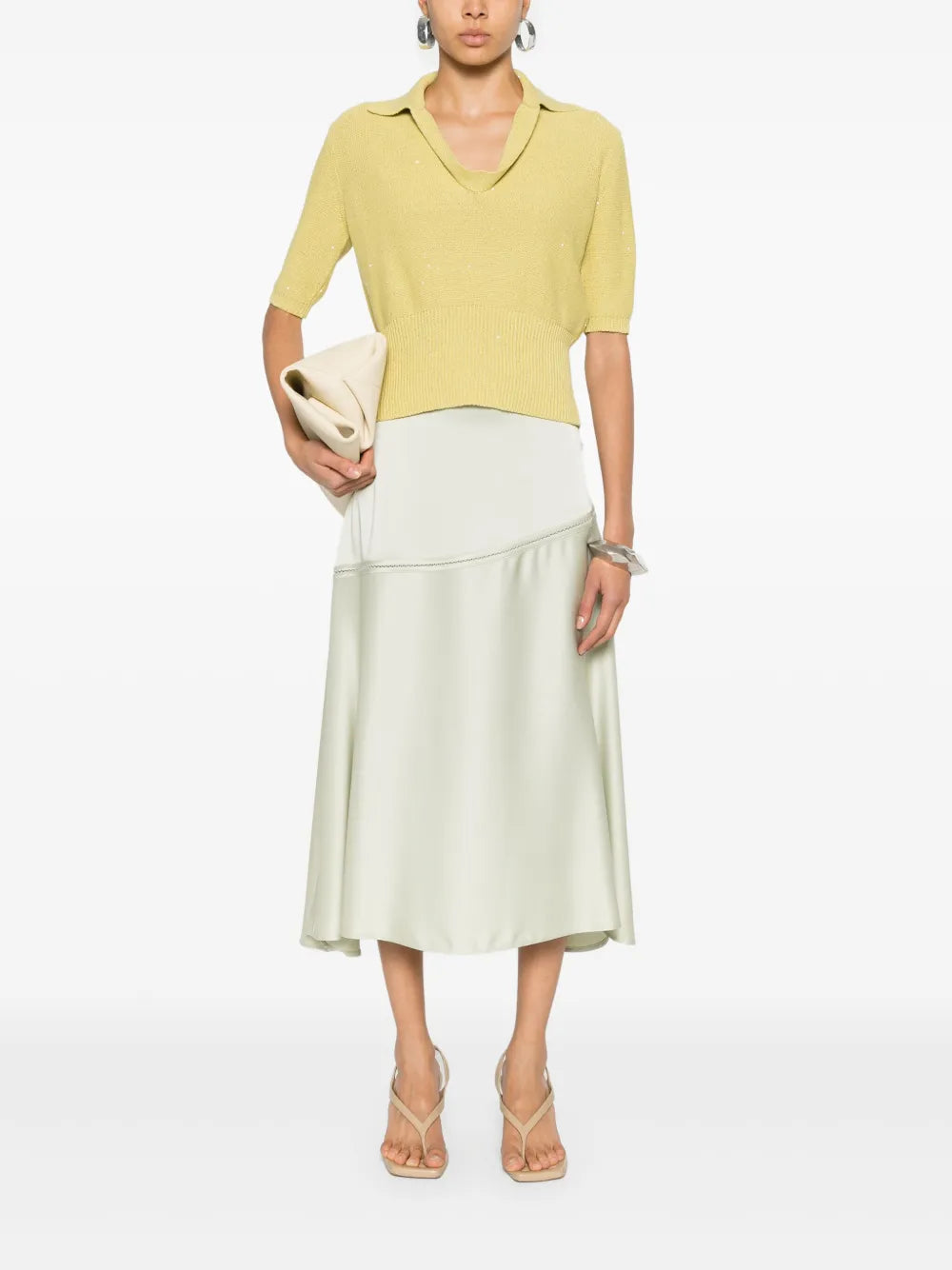 Sequin-Embellished Polo Jumper
