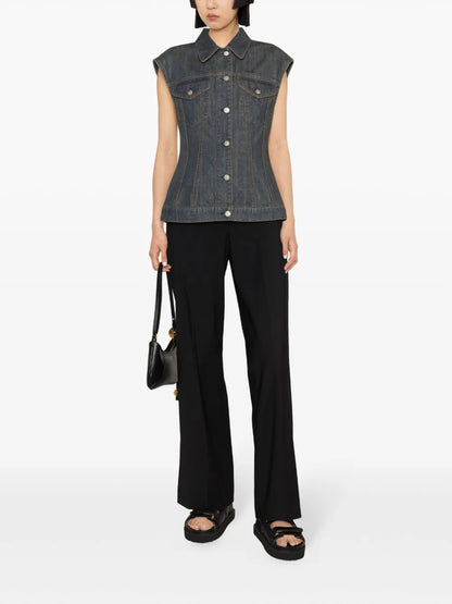Button-Up Denim Gilet