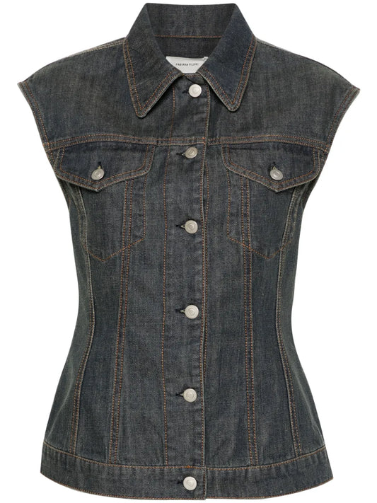 Button-Up Denim Gilet