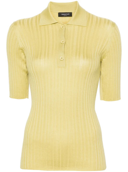 Ribbed-Knit Polo Shirt