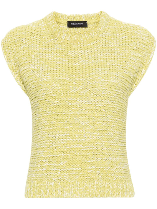 Crochet-Knit Mélange-Effect Vest